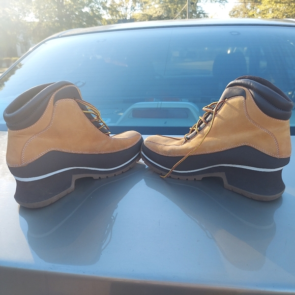 Timberland Wedge Heel Boots Leather Sz 10m - Picture 7 of 16